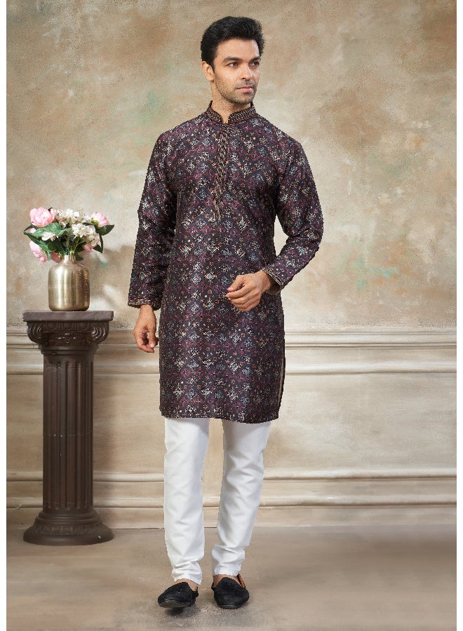 OUTLUK Black Premium Silk Kurta for Men - Image 1